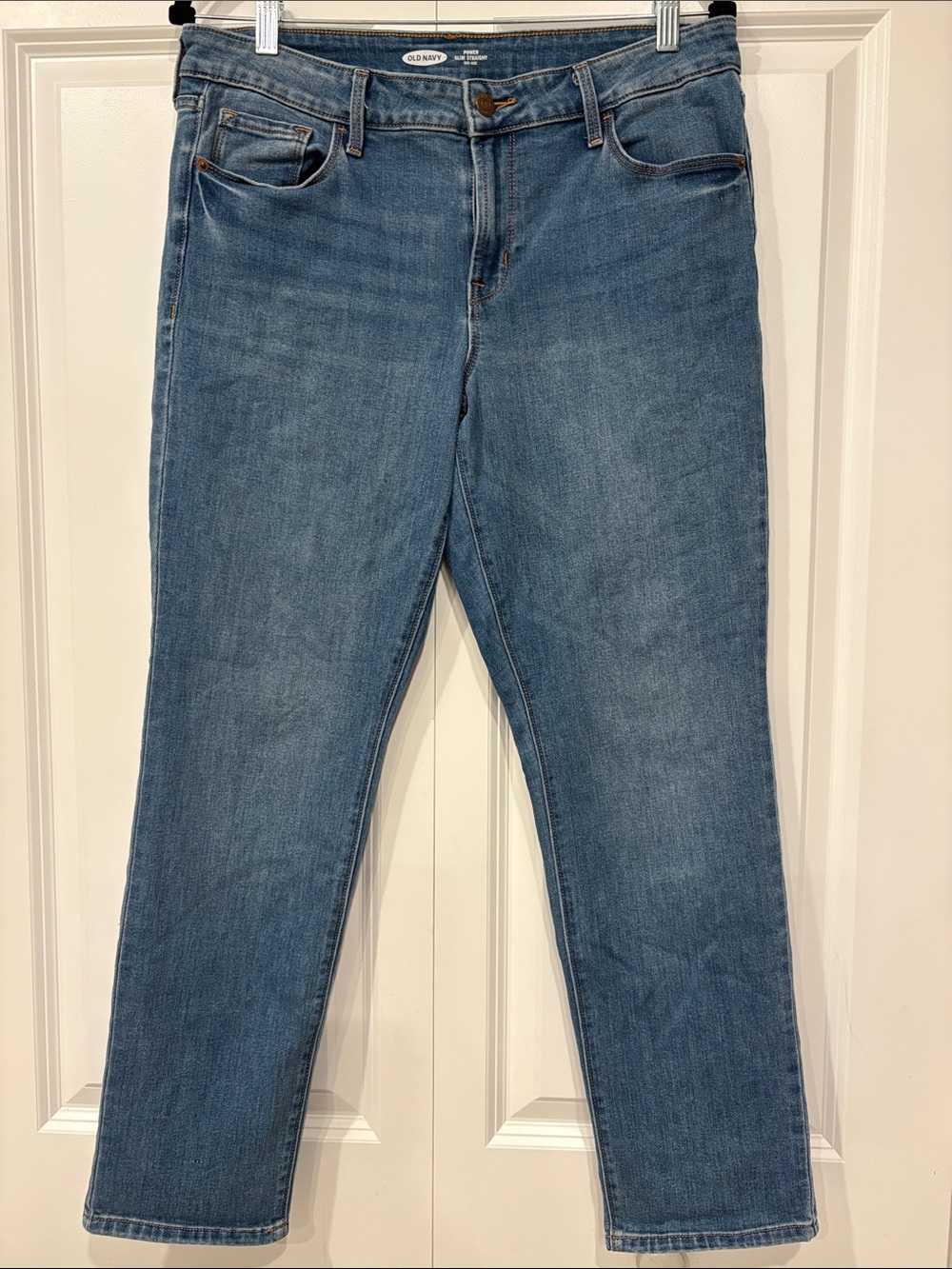 Old Navy Medium Wash Blue Power Slim Straight Leg Jeans Size 12
